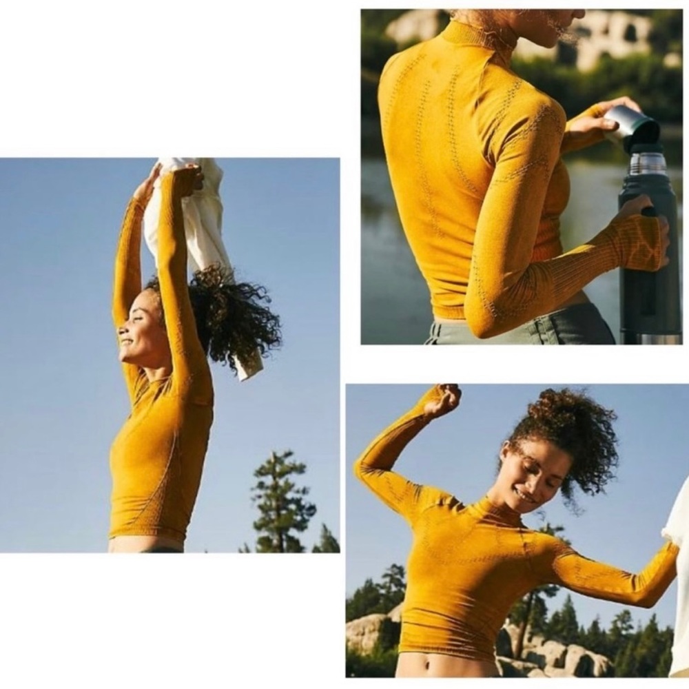 Free People “Good Karma” Mustard Long Sleeve Top